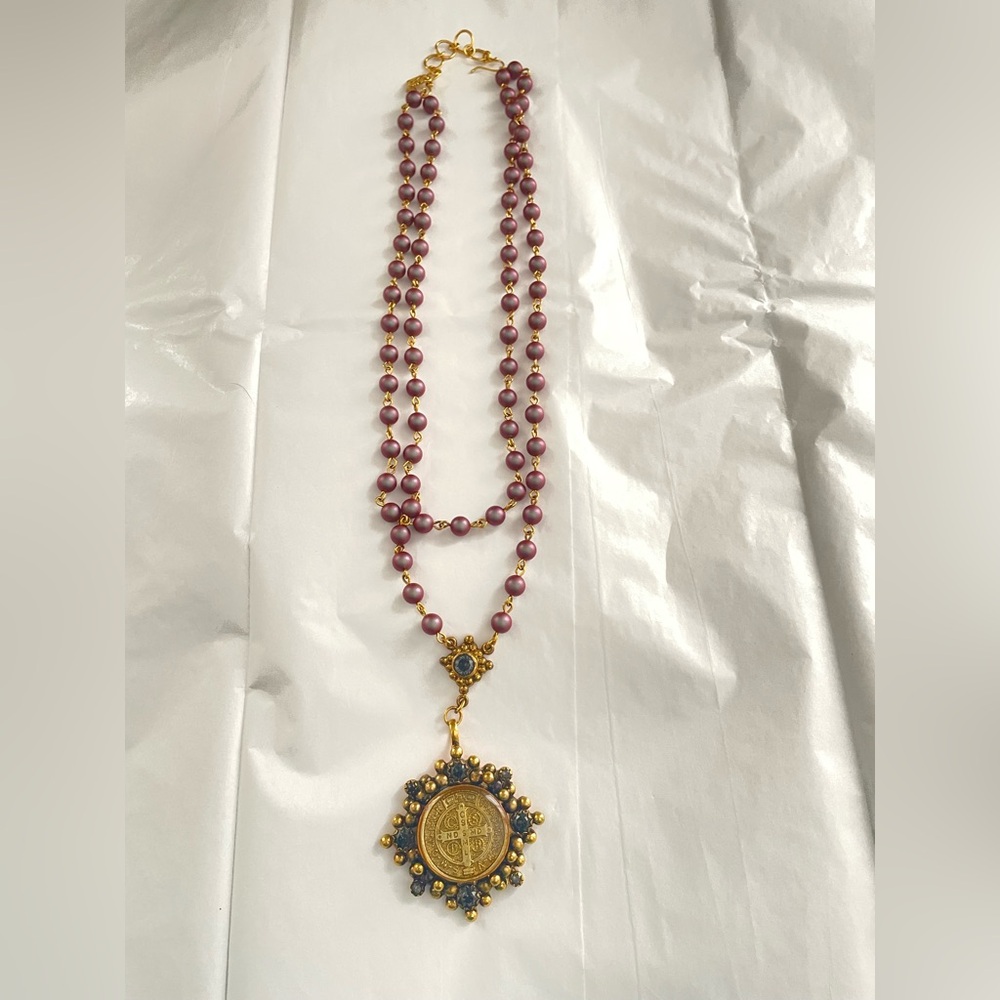 Virgins Saints & Angels Magdalena Necklace Purple Iridescent Beads Multi Length - Picture 7 of 8